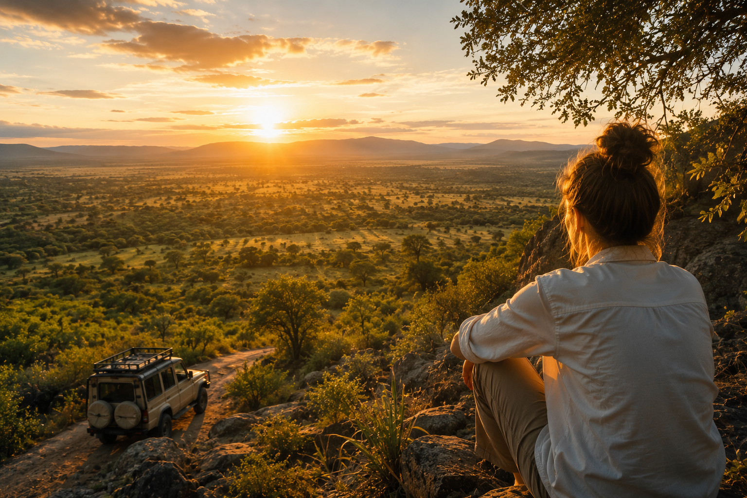 Vrijwilligers bij een kampvuur in Tanzania